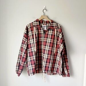 Urban Outfitters Women's Red Oversize Plaid Cotton Pullover Size Small